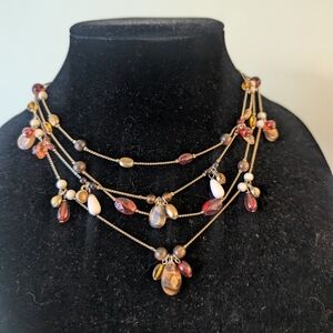Vintage Multicolor Layered Necklace With Tigers Eye